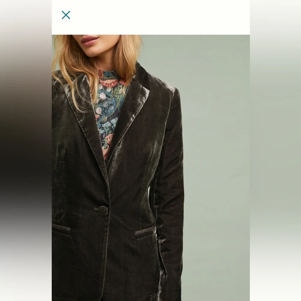 Anthropologie Cartonnier Velvet Blazer Size 4 - Picture 3 of 10